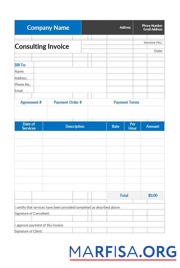 Printable Consulting Invoice. example